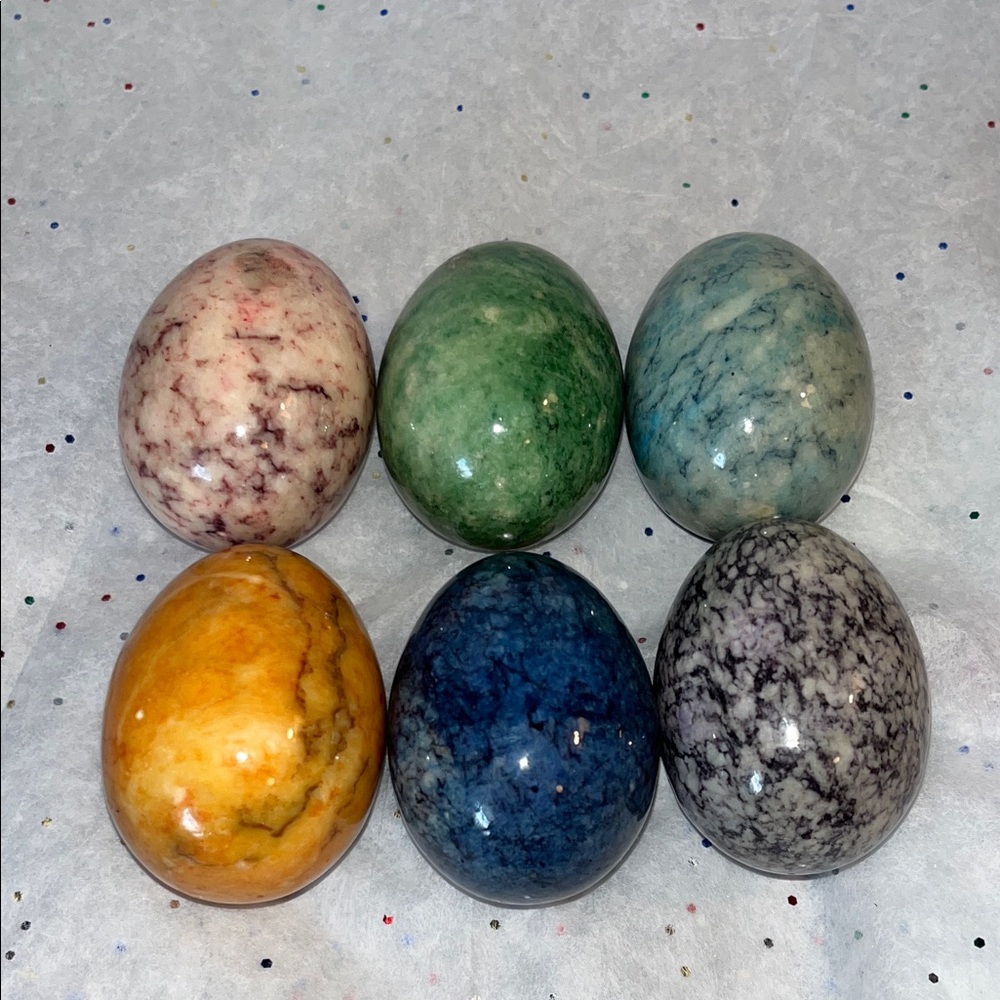 Marble eggs, set of six, each measure 2 1/2”
